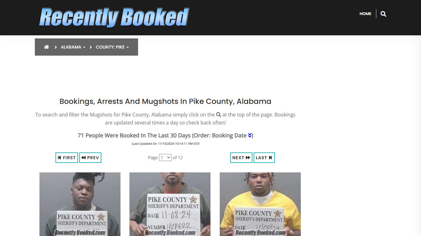 Bookings, Arrests and Mugshots in Pike County, Alabama - Recently Booked