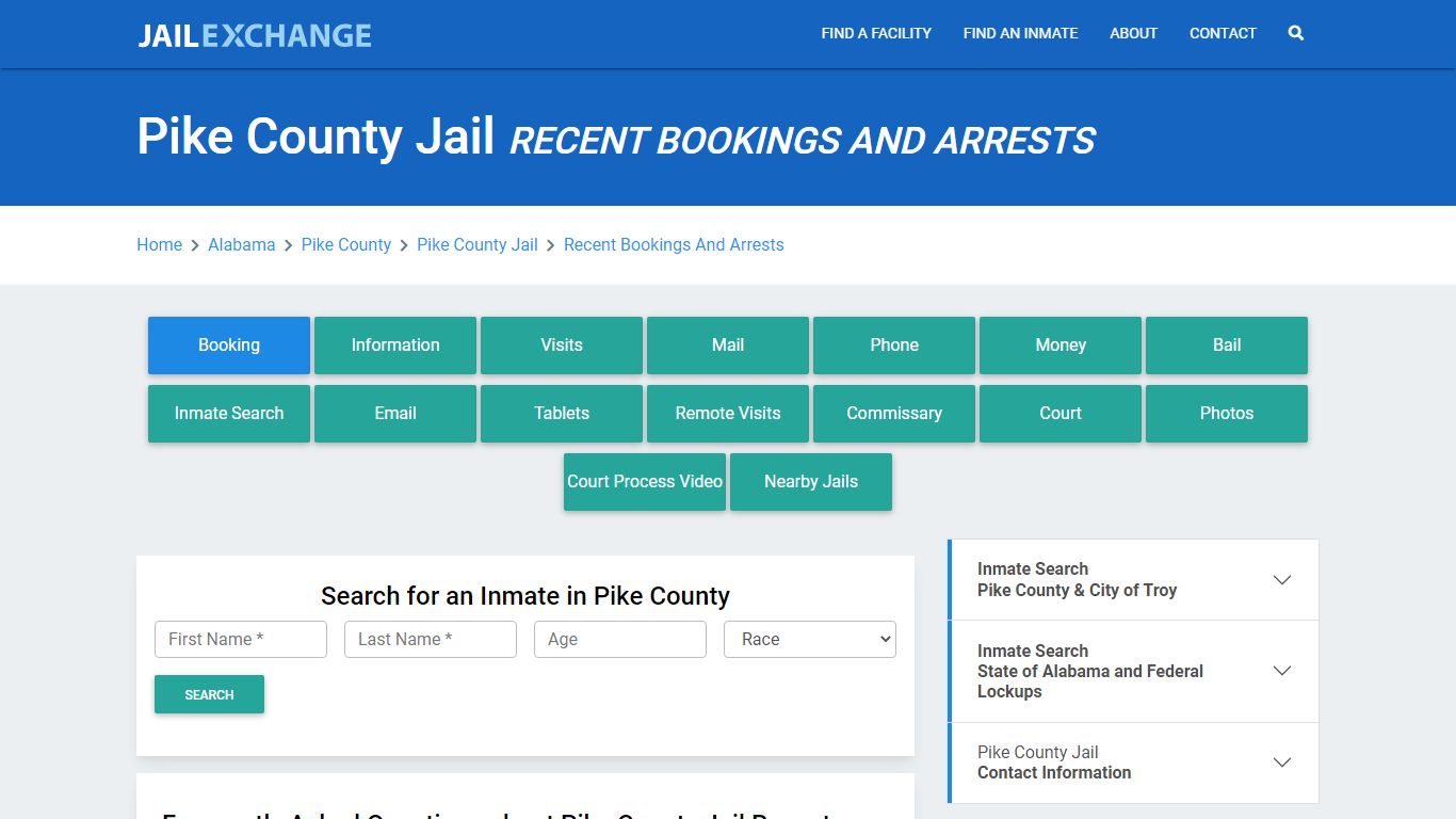 Pike County Jail AL Recent Arrests and Bookings - Jail Exchange